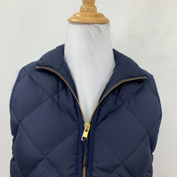 J Crew Excursion Quilted Down Vest Womens XXS 2XS Pockets Full Zip Curved Hem - Picture 4 of 16